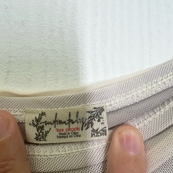 Free People - As Is Cream Ivory Gathered Off Shoulder Long Sleeve Blouse Small - Picture 9 of 11